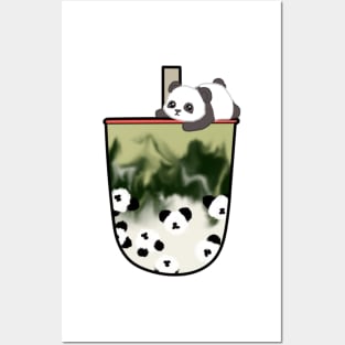 Panda Matcha Boba Milk Tea Posters and Art